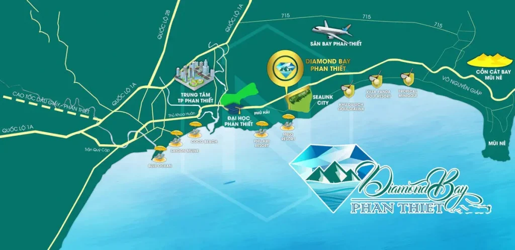 Bảng đồ vị trí dự án Diamond Bay Phan Thiết